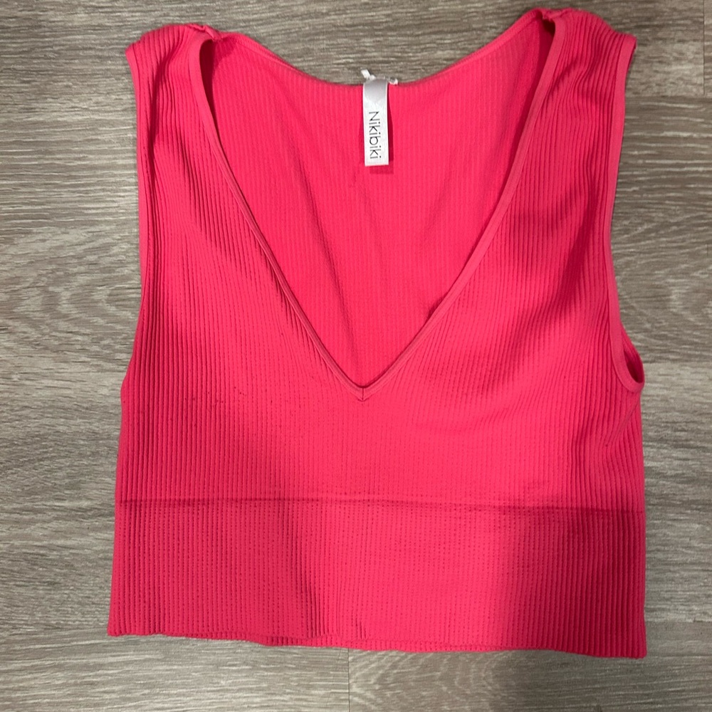 NIKIBIKI Women's Pink Ribbed Crop Top